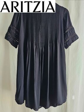 Aritzia Wilfred Black Sonore Embroidery Dress